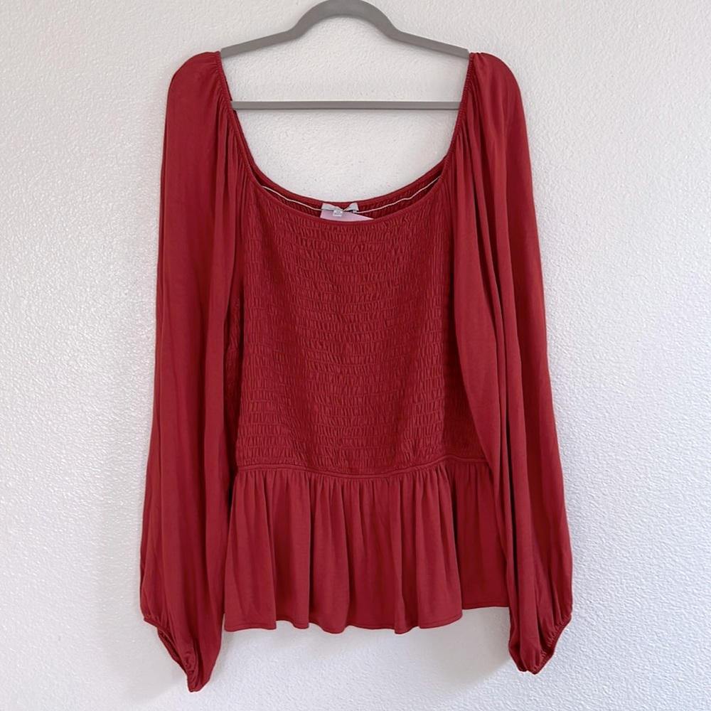 Orange smock bust Peplum cut top, size 3X